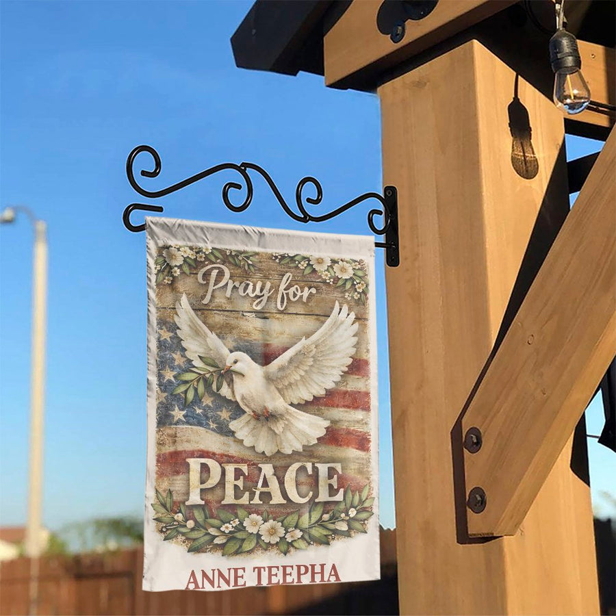 Patriotic Peace Dove Garden Flag | Vintage US Flag with Olive Branch Design | Double Sided Polyester Yard Decor | Christian Patriotic Memorial Gift