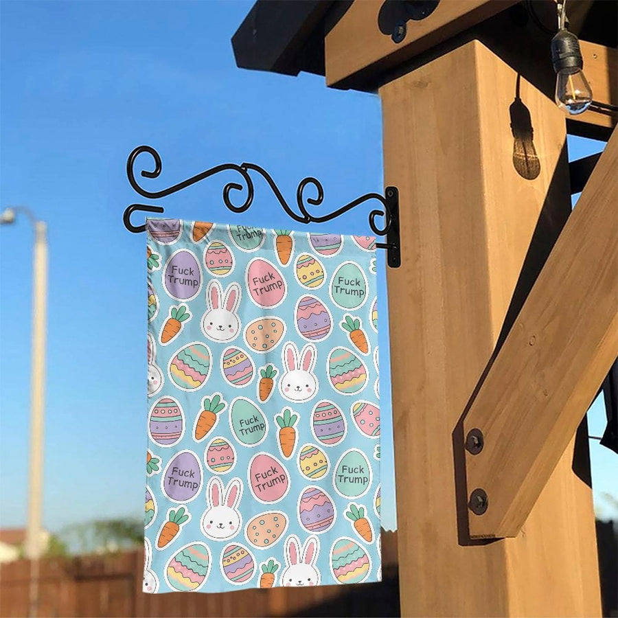 Anti-Trump Easter Garden Flag | Funny Fuck Trump Easter Bunny Pattern | Double-Sided Polyester | Liberal Democrat Political Humor Gift Yard Decor