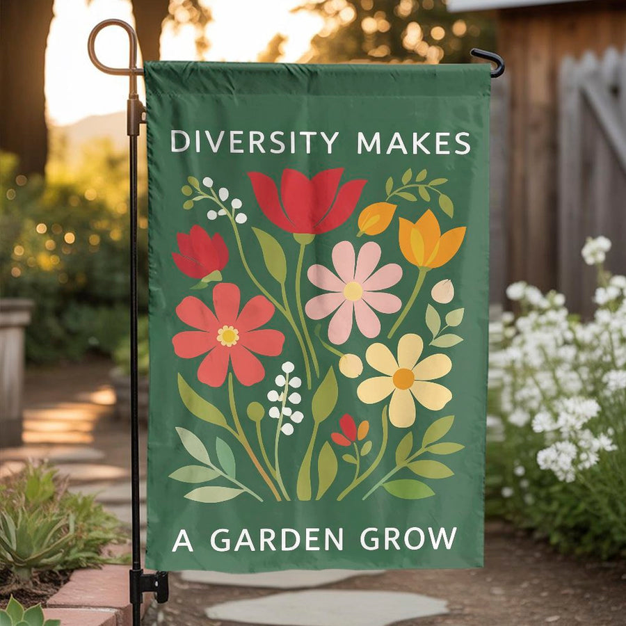 Diversity Garden Flag | Inspirational Wildflower Quote | Premium Weather-Resistant Polyester | Outdoor Yard Decor & Housewarming Gift