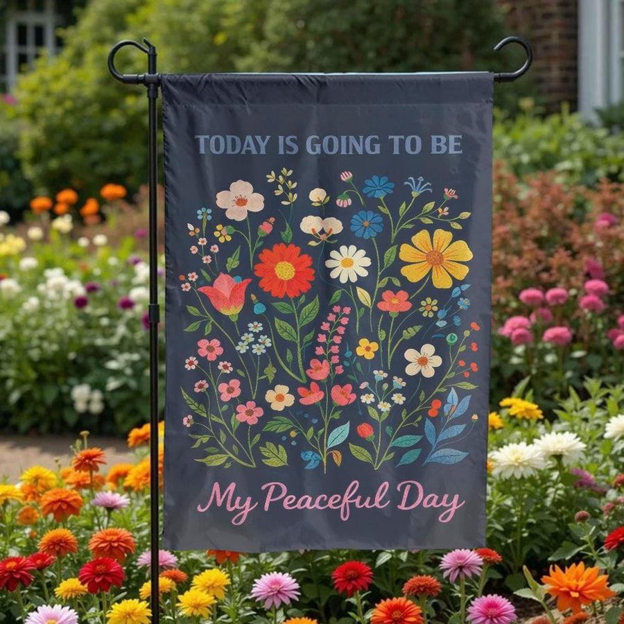 Peaceful Day Garden Flag | Vintage Wildflower Illustration with Quote | Premium Double Sided Polyester | Spring Yard Decor Welcome Gift