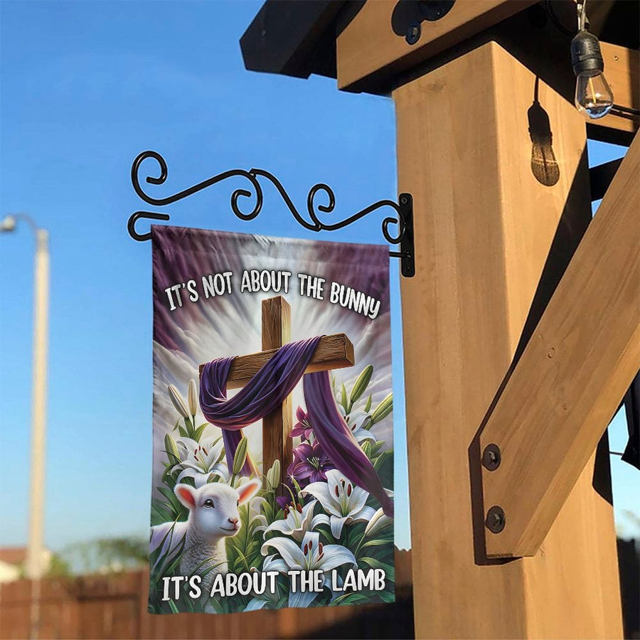 Religious Easter Garden Flag | It's About The Lamb Cross Design | Weather Resistant Polyester | Christian Home Decor Gift