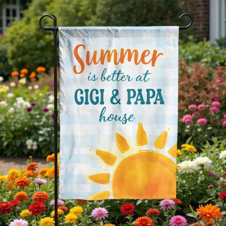 Gigi and Papa Garden Flag | Summer Grandkids Welcome Sign | Premium Double Sided Polyester | Outdoor Yard Decor Gift for Grandparents