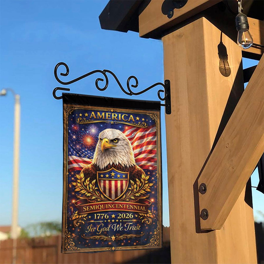 America 250th Anniversary Garden Flag | Semiquincentennial 1776-2026 Eagle Art | Double Sided Weather Resistant Fabric | Patriotic Collector's Outdoor Decor