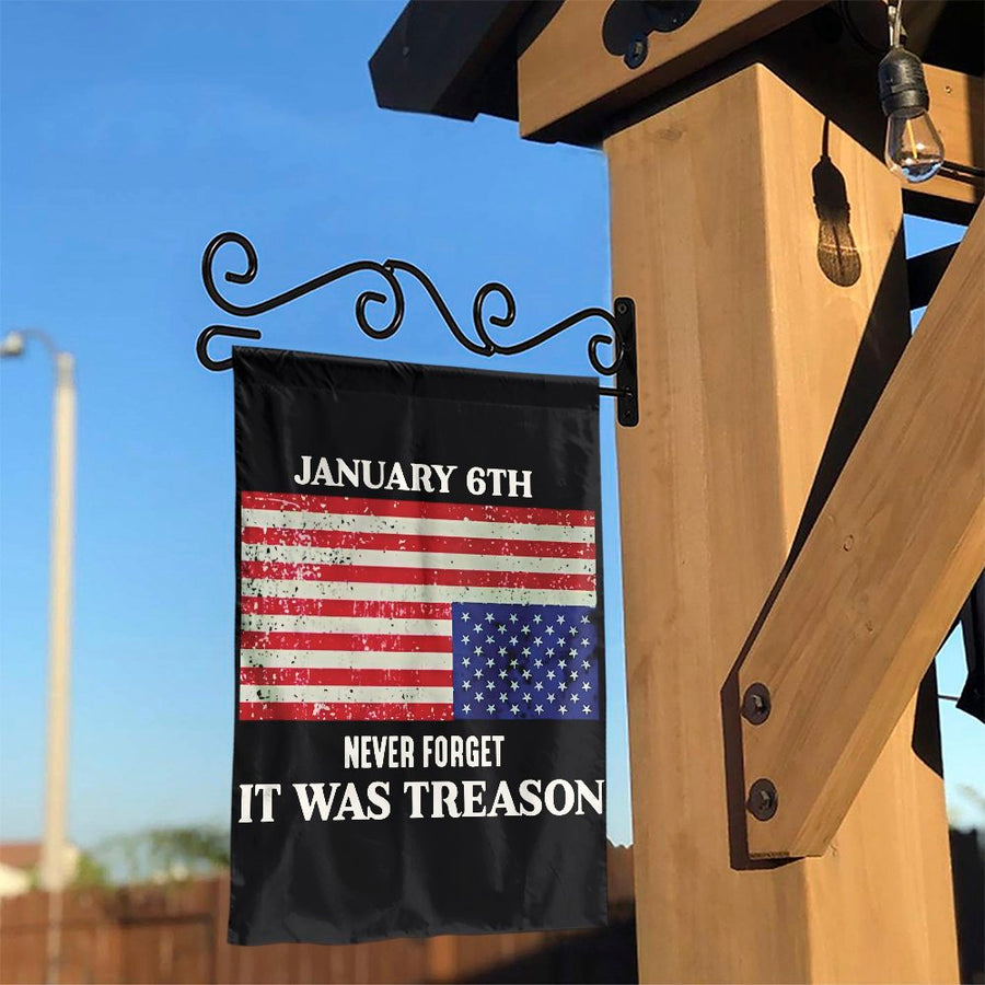 January 6th Garden Flag | Never Forget Treason Political Statement | Premium Weather-Resistant Polyester | Distressed Inverted US Flag Yard Decor