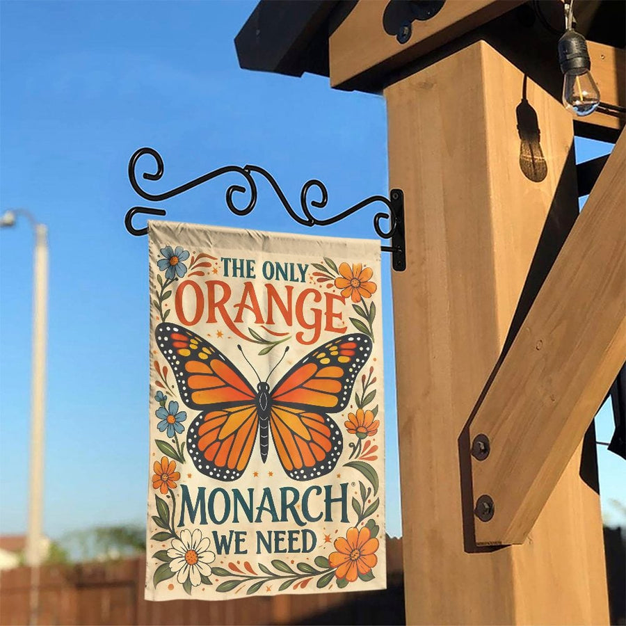 Monarch Butterfly Garden Flag | The Only Orange Monarch We Need | Premium Weather Resistant Yard Decor | Funny Political Anti-Trump Gift