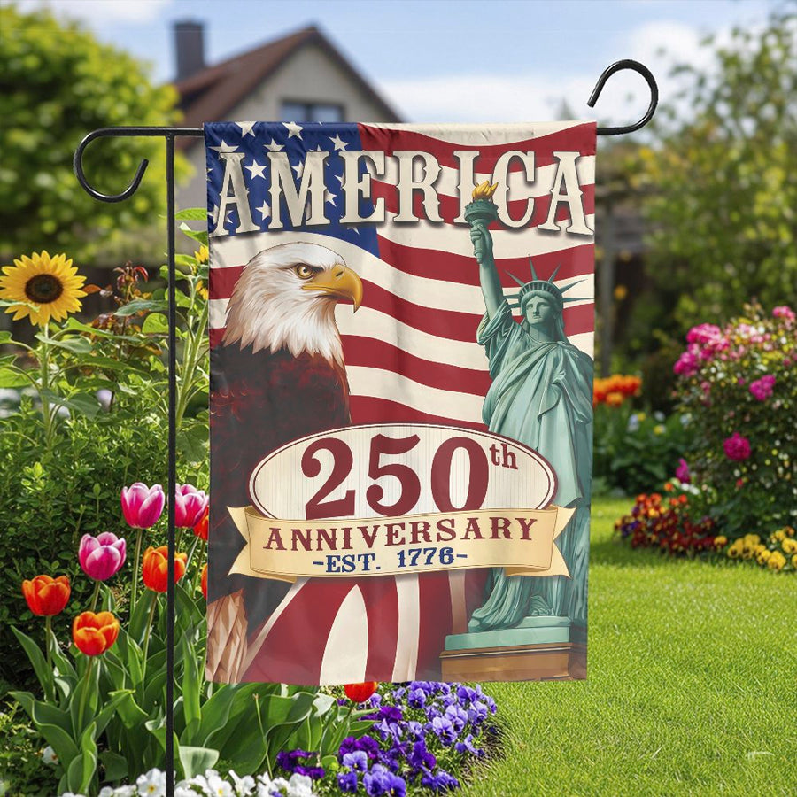 America 250th Anniversary Garden Flag | Patriotic Eagle & Liberty Design | Weatherproof Double Sided Fabric | Collector's 2026 Yard Decor Gift