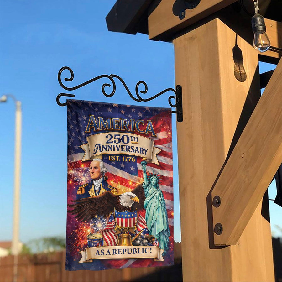 America 250th Anniversary Garden Flag | Patriotic George Washington Decor | Double Sided Weather-Resistant Polyester | Collector's 2026 Semiquincentennial Gift