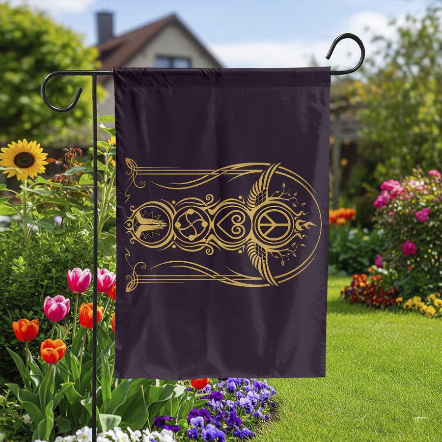 PLUR Rave Garden Flag | Peace Love Unity Respect Symbols | Premium Weather Resistant Fabric | Gift for Raver, EDM Festival Home Decor