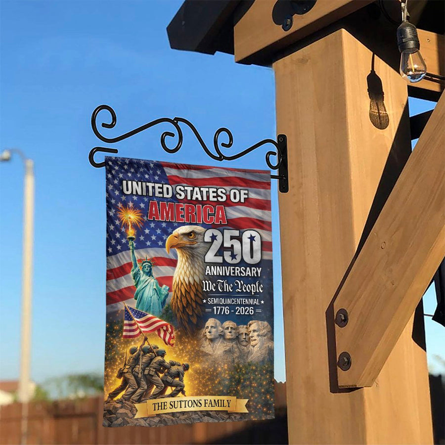 USA 250th Anniversary Garden Flag | We The People Patriotic Design | Double Sided Polyester | Collector's Yard Decor Gift