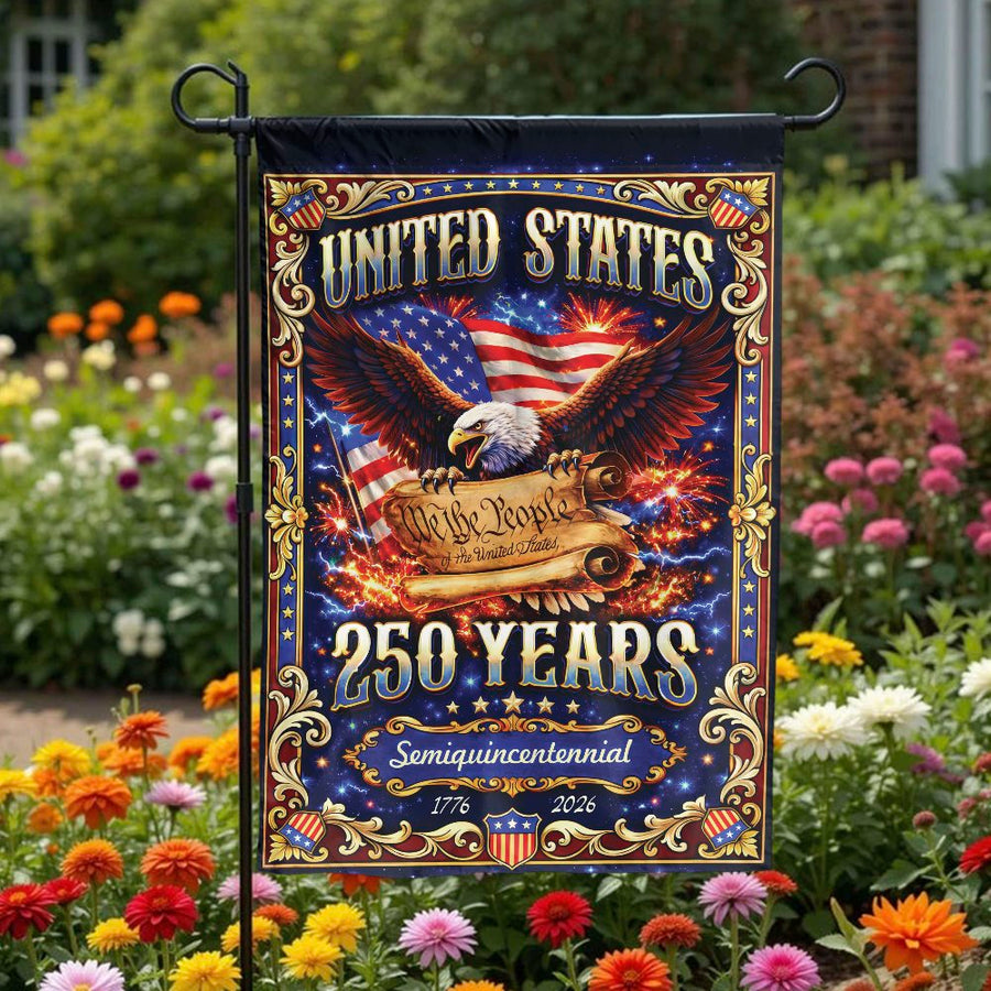 USA 250th Anniversary Garden Flag | American Eagle We The People Design | Double Sided Premium Polyester | Collector's Patriotic Yard Decor
