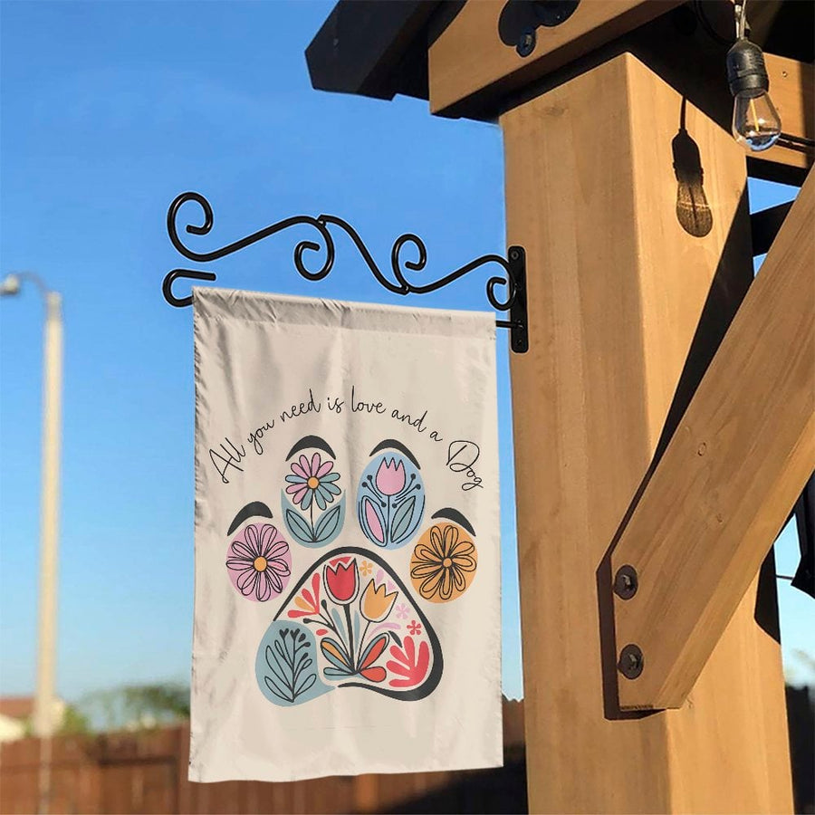 Dog Paw Garden Flag | Floral Paw Print with Quote | Double Sided Weather Resistant | Welcome Gift for Dog Lovers