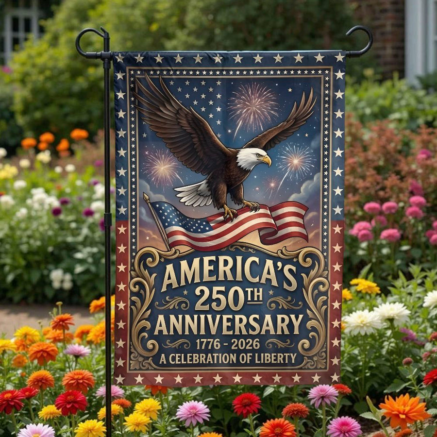 America 250th Anniversary Garden Flag | Patriotic Eagle & US Flag Design | Double Sided Weatherproof Polyester | Collector's 2026 Yard Decor