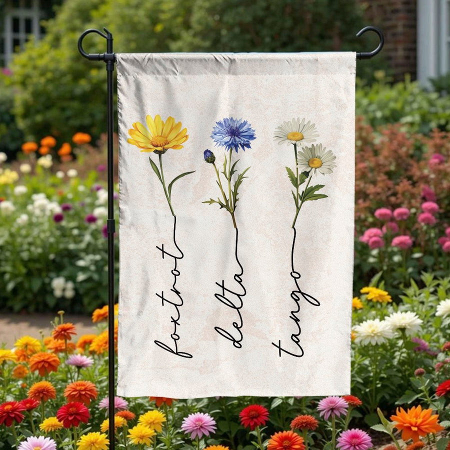 Subtle Anti-Trump Garden Flag | Wildflower Phonetic Alphabet Design | Premium Double Sided Polyester | Liberal Political Yard Decor Gift