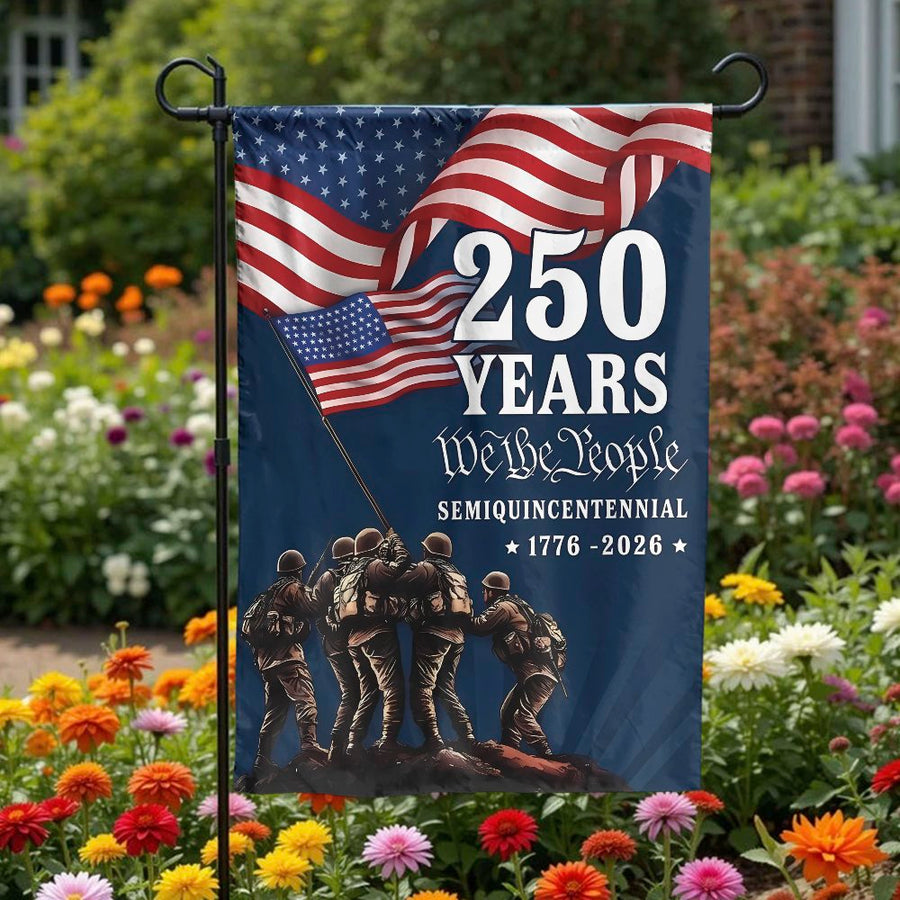America 250th Anniversary Garden Flag | We The People Semiquincentennial Design | Premium Weather-Resistant Polyester | Patriotic Yard Decor Gift for Veteran
