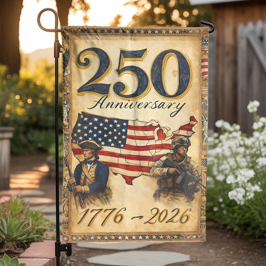 USA 250th Anniversary Garden Flag | 1776-2026 Commemorative Design | Premium Weatherproof Fabric | Patriotic Yard Decor Gift for Veterans