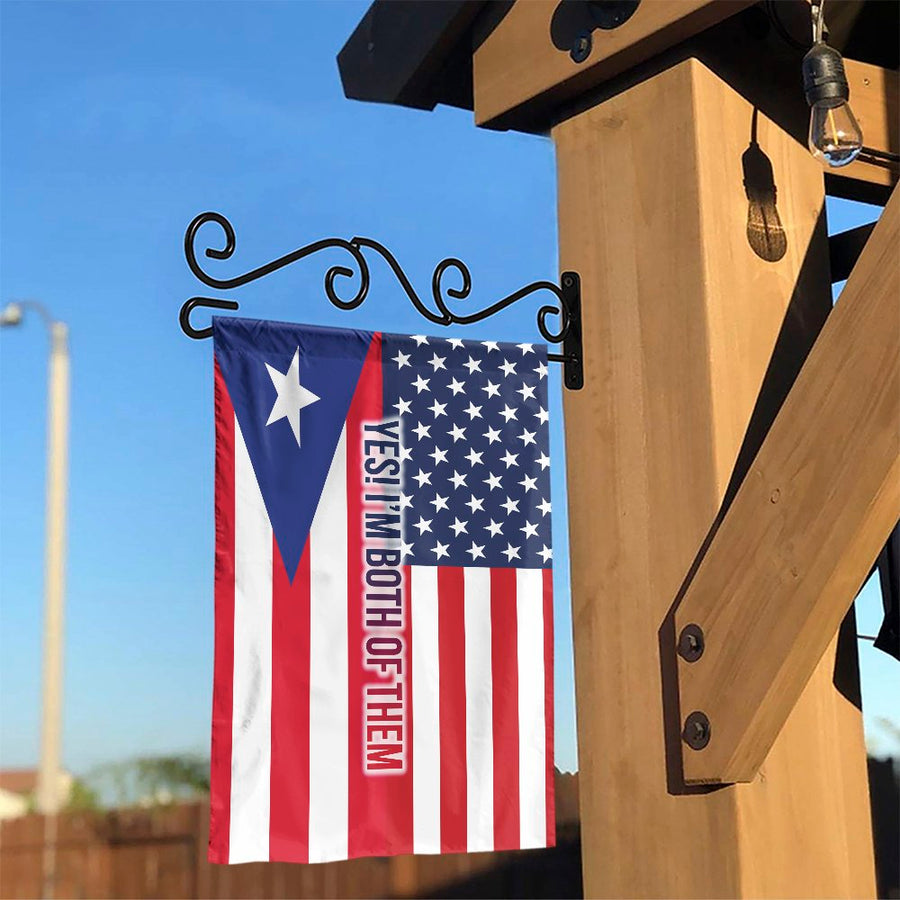 Puerto Rican American Garden Flag | Half USA Half Puerto Rico Split Flag | Double-Sided Polyester | Patriotic Boricua Heritage Gift for Yard Decor