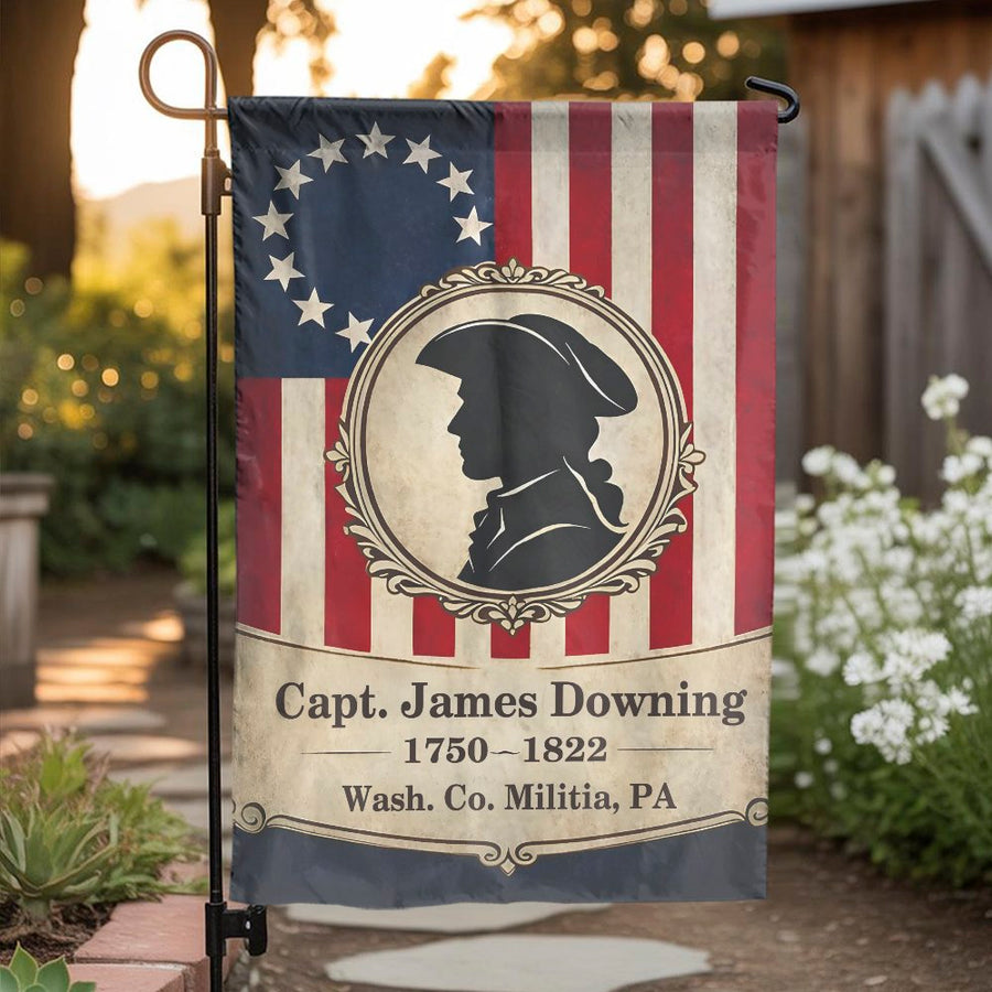 Revolutionary War Garden Flag | Vintage Betsy Ross Militia Tribute | Double-Sided Weather-Resistant Fabric | Patriotic Gift for History Buffs