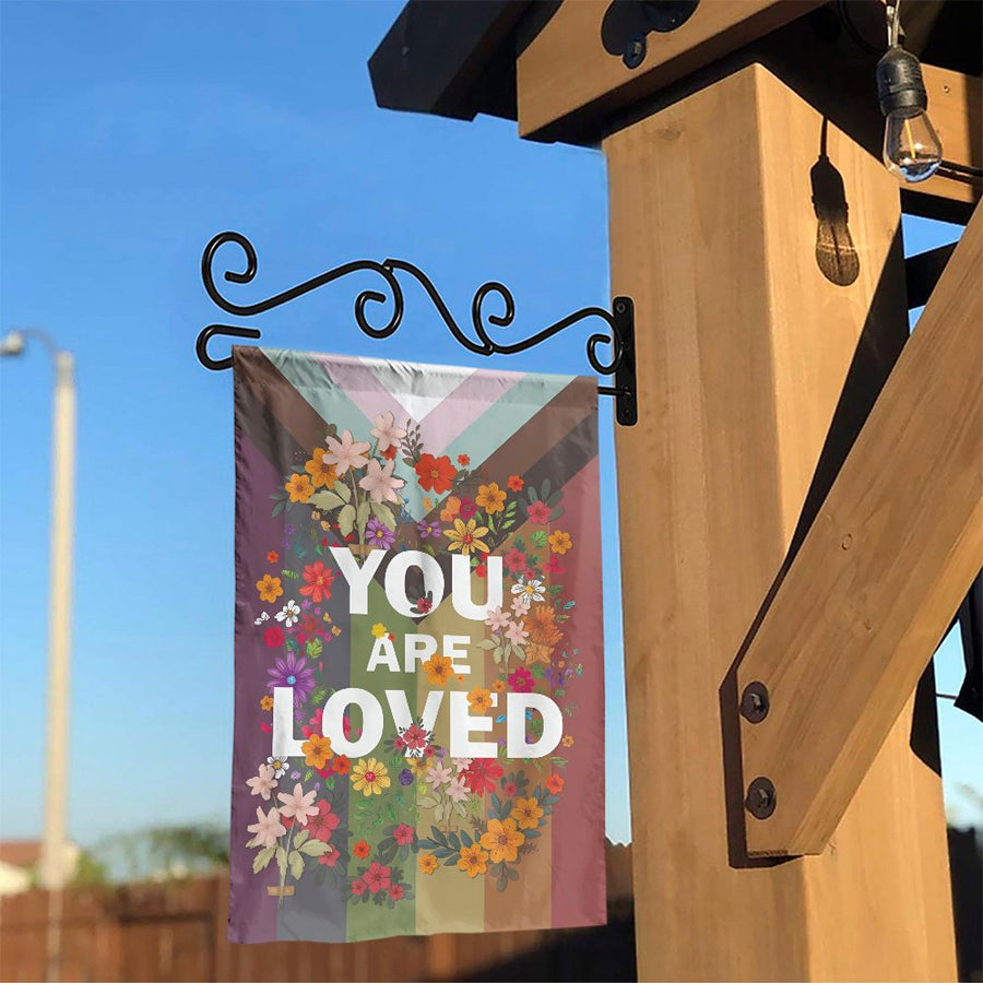 You Are Loved Pride Garden Flag | Floral Botanical Design | Weather-Resistant Polyester | LGBTQ Ally Support Gift & Outdoor Yard Decor