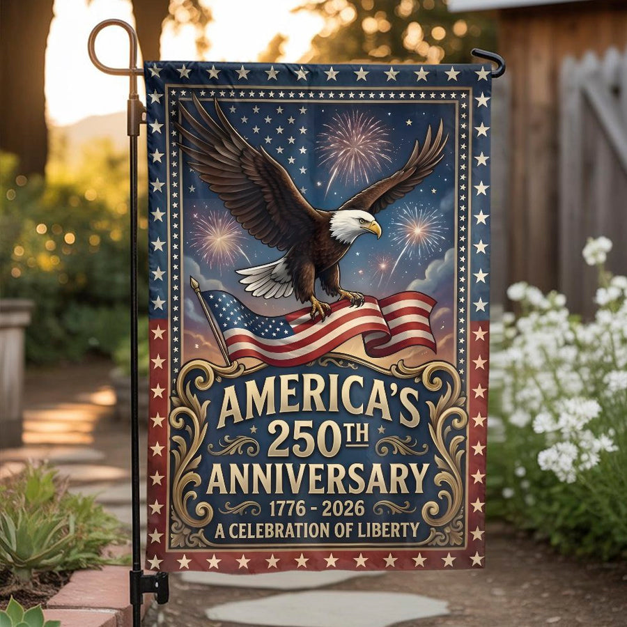 America 250th Anniversary Garden Flag | Patriotic Eagle & US Flag Design | Double Sided Weatherproof Polyester | Collector's 2026 Yard Decor