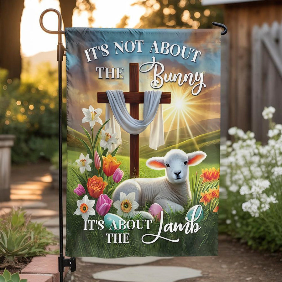 Religious Easter Garden Flag | It's About The Lamb Cross Art | Double Sided Polyester | Christian Home Yard Decor Gift