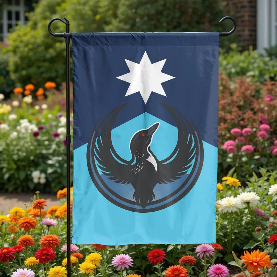 Minnesota Loon Garden Flag | Rebel Minnesota Loon and Star Design | Weather-Resistant Double Sided | Patio and Home Decor Gift
