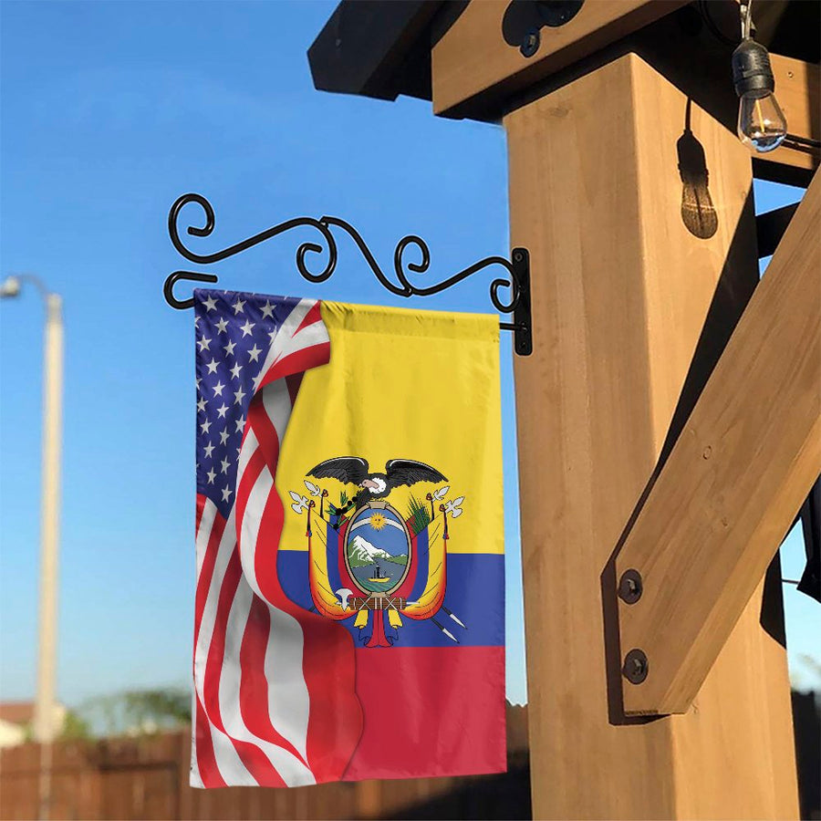 Ecuadorian American Garden Flag | Half USA and Ecuador Heritage Design | Weather Resistant Polyester | Gift for Ecuadorian Outdoor Yard Decor