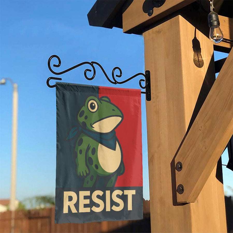Resist Frog Garden Flag | Funny Political Protest Art Banner | Weather-Resistant Polyester | Yard Decor Gift for Progressive Activists