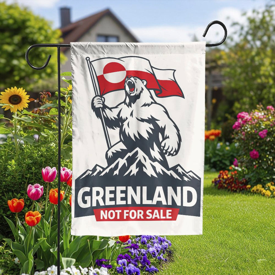 Greenland Not For Sale Garden Flag | Polar Bear with Greenlandic Flag | Premium Double-Sided Fabric | Patriotic Outdoor Decor Gift