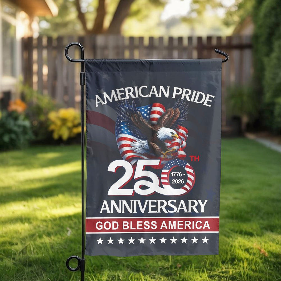USA 250th Anniversary Garden Flag | Patriotic Eagle & US Flag Design | Double Sided Polyester | American Pride Yard Decor Gift