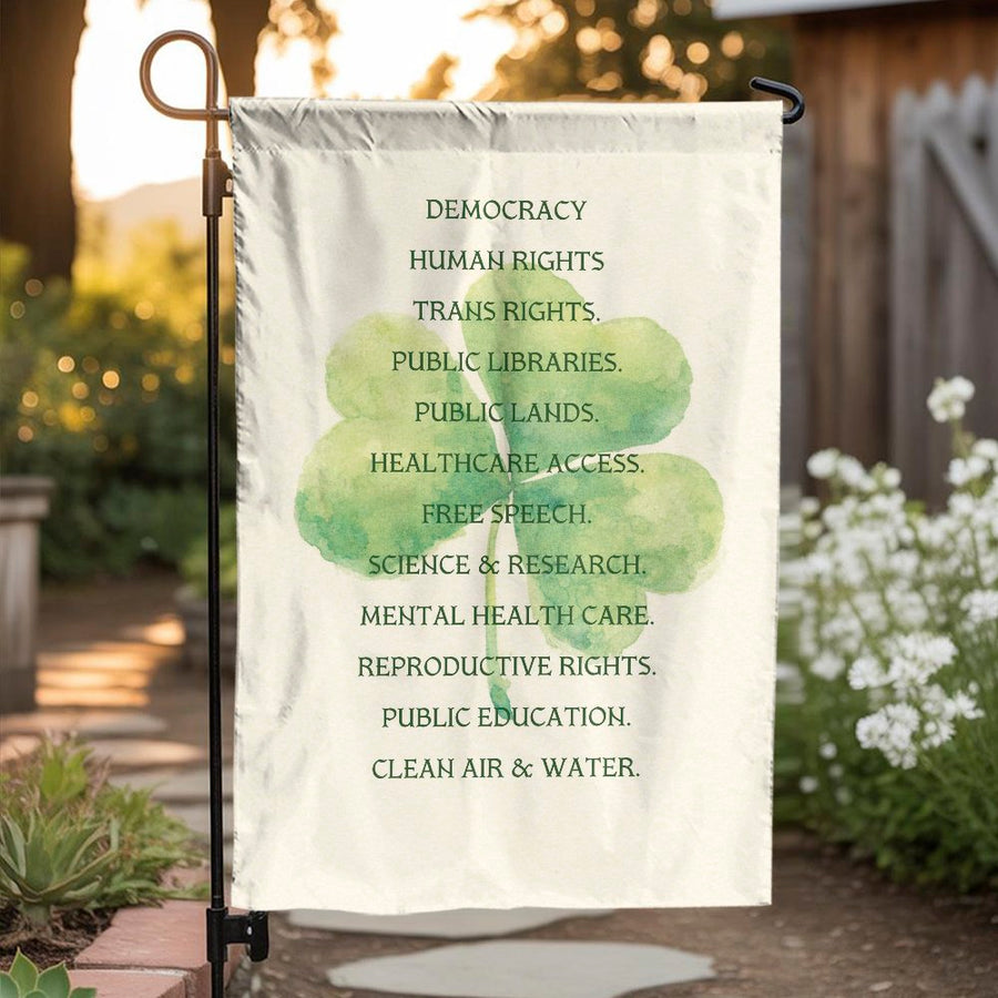 Progressive Garden Flag | Human Rights & Liberal Values List | Weather-Resistant Double-Sided Fabric | Social Justice Yard Decor Gift