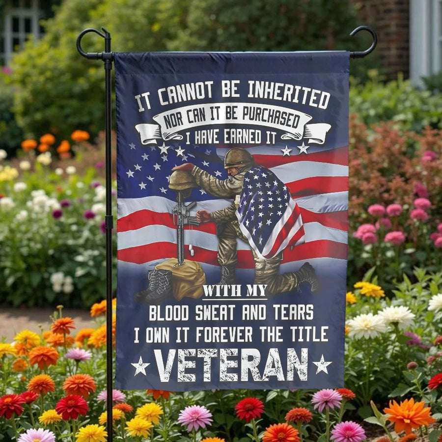 Patriotic Veteran Garden Flag | Kneeling Soldier Memorial Quote | Double-Sided Polyester Fabric | Military Family Yard Decor Gift