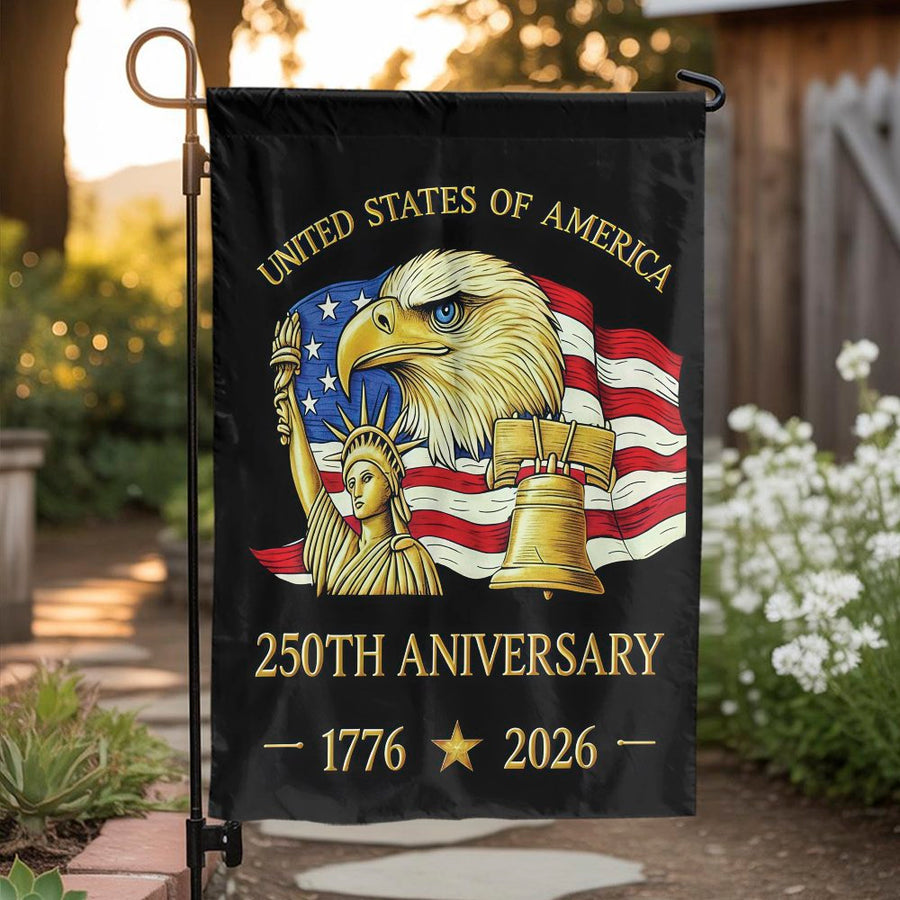 USA 250th Anniversary Garden Flag | Patriotic Eagle & Liberty Design | Double Sided Weather Resistant Fabric | Commemorative 1776-2026 Yard Decor Gift
