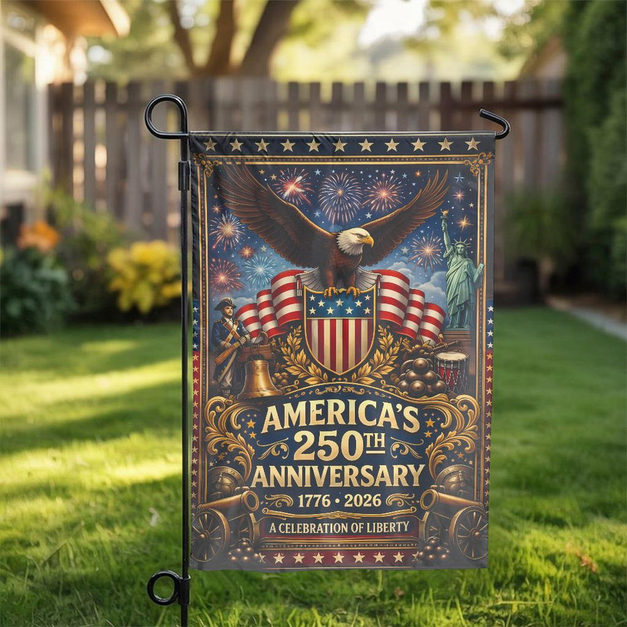 America 250th Anniversary Garden Flag | Vintage 1776-2026 Patriotic Design | Double-Sided Weather-Resistant Fabric | Collector's Semiquincentennial Yard Decor