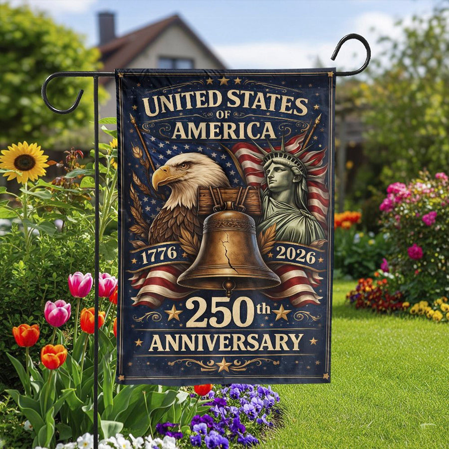 USA 250th Anniversary Garden Flag | Vintage 1776-2026 Patriotic Design | Double Sided Polyester | Collector's Outdoor Decor Gift