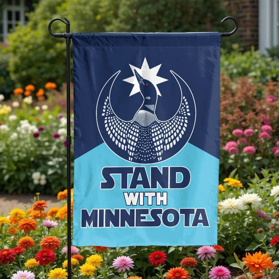 Stand With Minnesota Garden Flag | Loon & North Star Graphic Design | Premium Weather-Resistant Polyester | State Pride Yard Decor Gift
