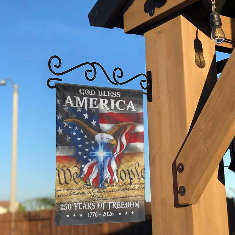 Patriotic Garden Flag | 250th Anniversary Eagle and Cross Design | Weather-Resistant Double-Sided | God Bless America Yard Decor Gift for Patriots