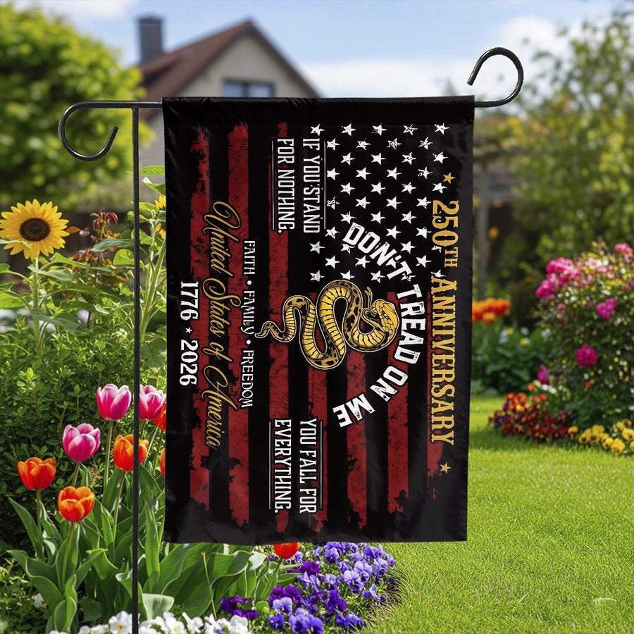 250th Anniversary American Garden Flag | Don't Tread On Me Gadsden Snake | Premium Double-Sided Polyester | Collector's Patriotic Yard Decor