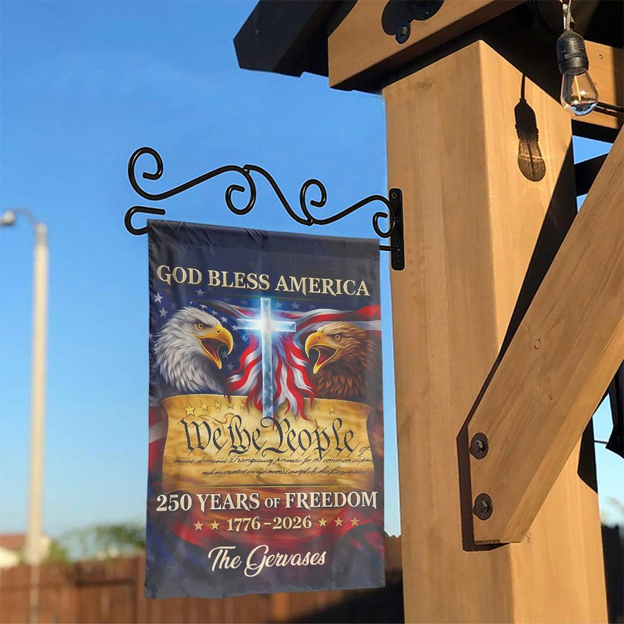 Patriotic Christian Garden Flag | 250th Anniversary We The People Design | Double Sided Polyester | Commemorative God Bless America Yard Decor