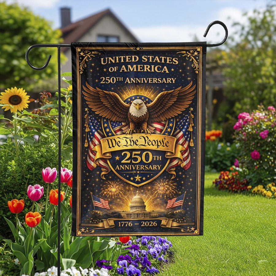 America 250 Garden Flag | Patriotic We The People Eagle Design | Double-Sided Polyester | USA Anniversary Commemorative Decor