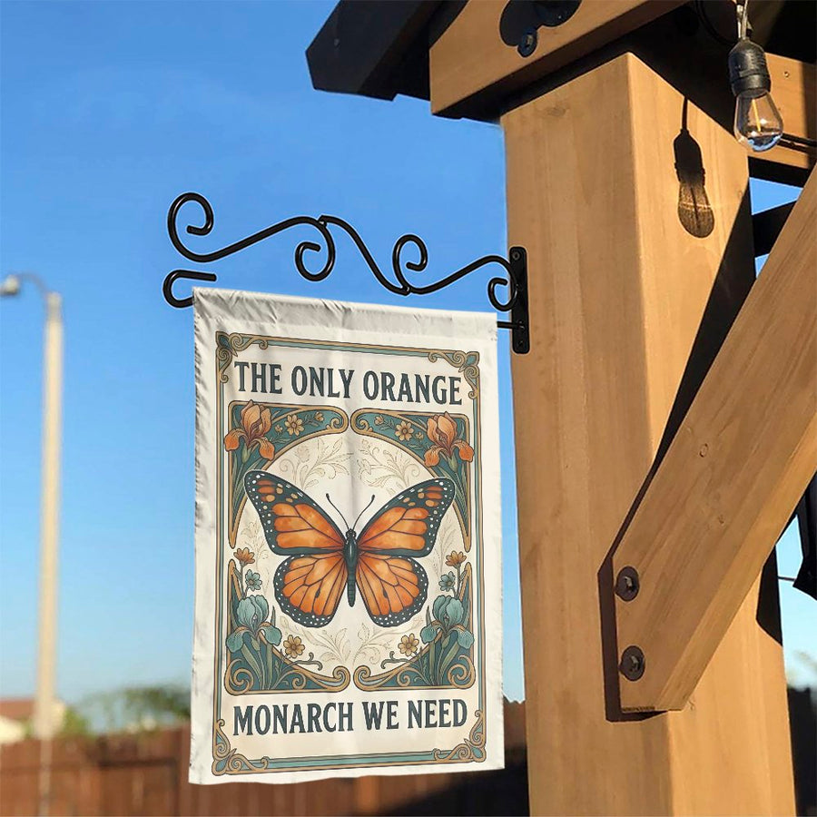 Monarch Butterfly Garden Flag | The Only Orange Monarch We Need Art | Weather Resistant Polyester | Political Humor Gift for Gardener