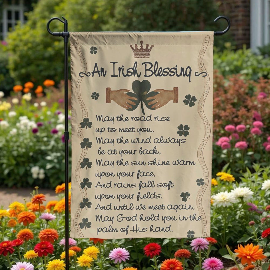 Irish Blessing Garden Flag | May The Road Rise Up To Meet You Quote | Double Sided Polyester | St. Patrick's Day Yard Decor Housewarming Gift