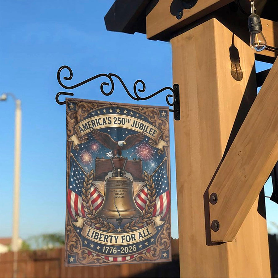America 250th Anniversary Garden Flag | Vintage Liberty Bell & Eagle Design | Weather-Resistant Polyester | Commemorative Patriotic Yard Decor Gift