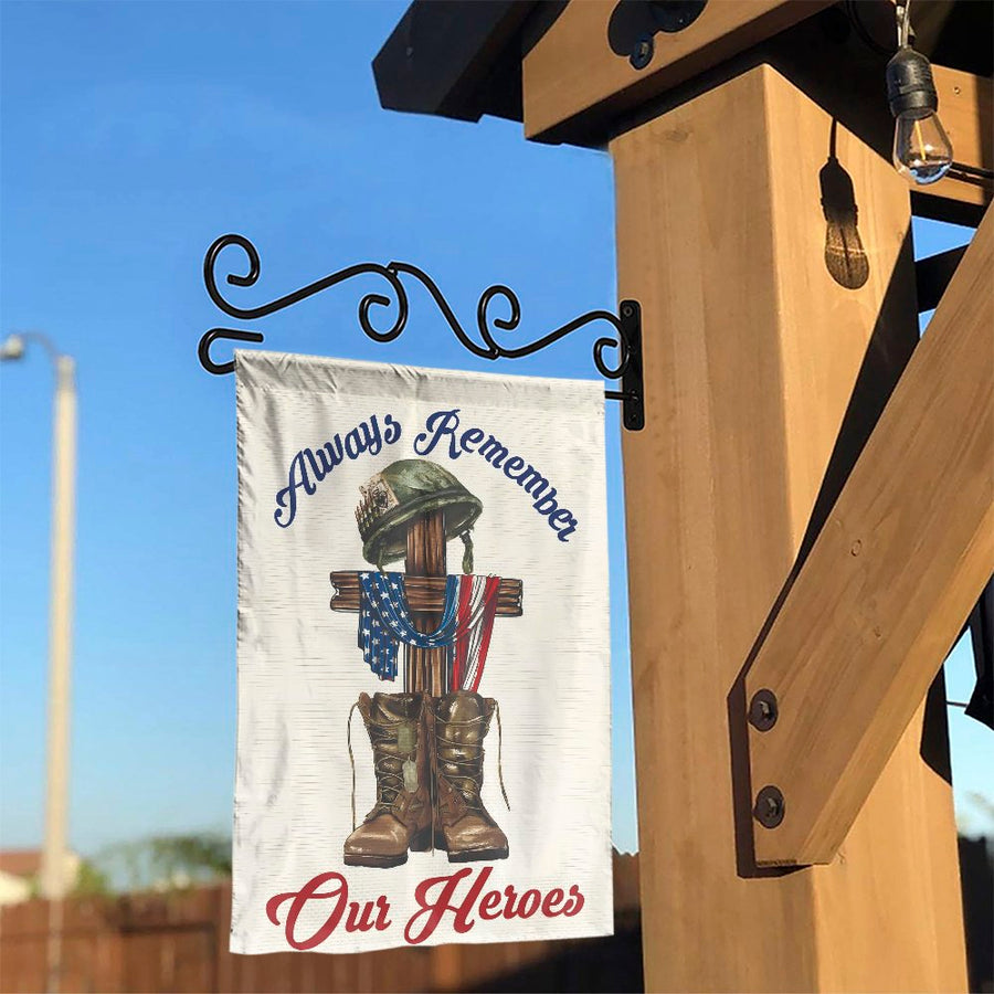 Memorial Day Garden Flag | Remember Our Fallen Heroes Soldier Tribute | Weather Resistant Double Sided Polyester | Premium Patriotic Yard Decor