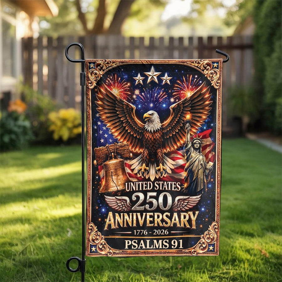 USA 250th Anniversary Garden Flag | Patriotic Eagle & Liberty Bell | Premium Weather-Resistant Polyester | Collector's Yard Decor Gift