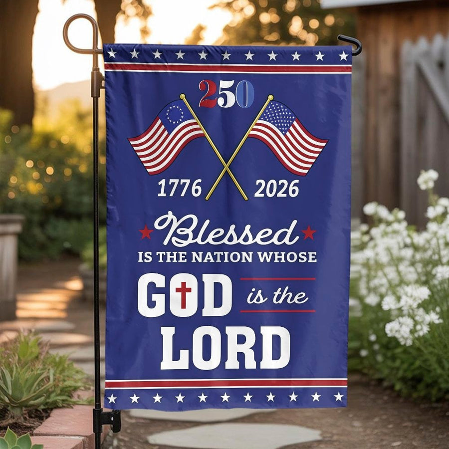 250th Anniversary Garden Flag | Christian Patriotic Bible Verse Decor | Weather-Resistant Double-Sided Polyester | USA Commemorative Yard Gift
