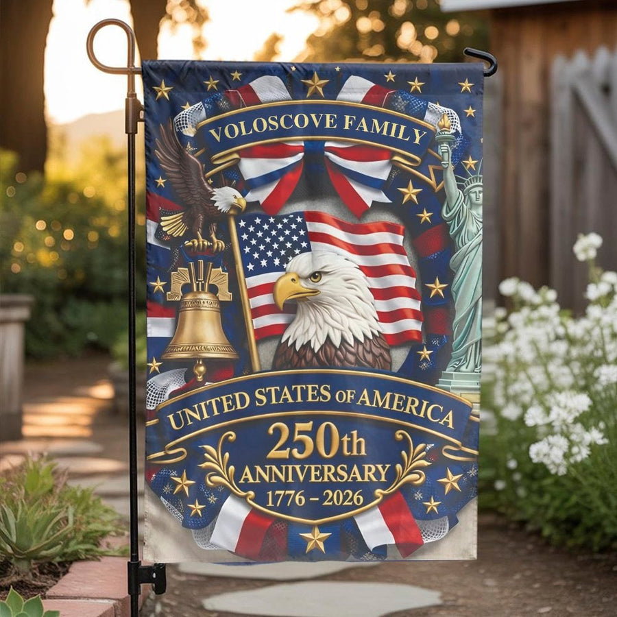 USA 250th Anniversary Garden Flag | American Eagle Patriotic Decor | Double Sided Weather Resistant Fabric | Commemorative Gift for Yard & Home