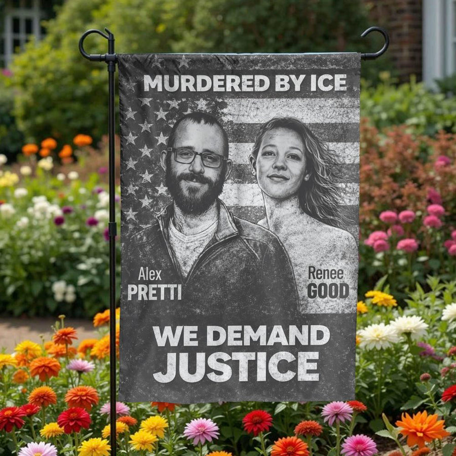 Justice for Alex Pretti and Renee Good Garden Flag | We Demand Justice Protest Sign | Weather Resistant Polyester Yard Banner | Political Activist Gift