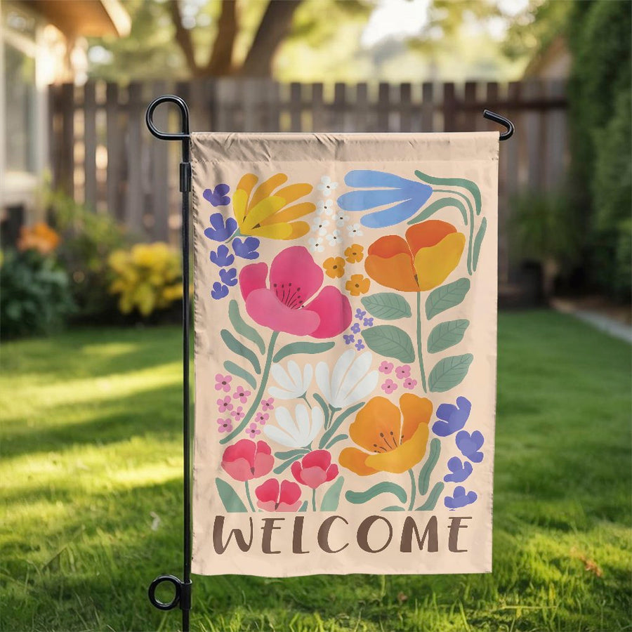 Welcome Garden Flag | Colorful Floral Botanical Art | Double Sided Premium Polyester | Seasonal Yard and Porch Decor Gift