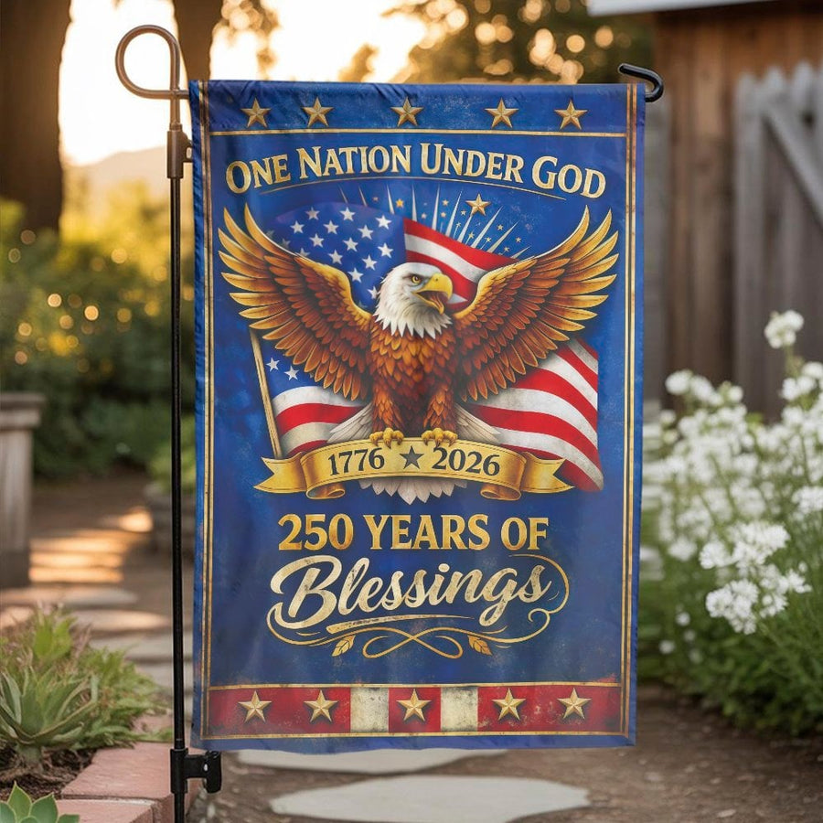USA 250th Anniversary Garden Flag | One Nation Under God Eagle | Weather-Resistant Double Sided Yard Decor | Commemorative Patriotic Gift