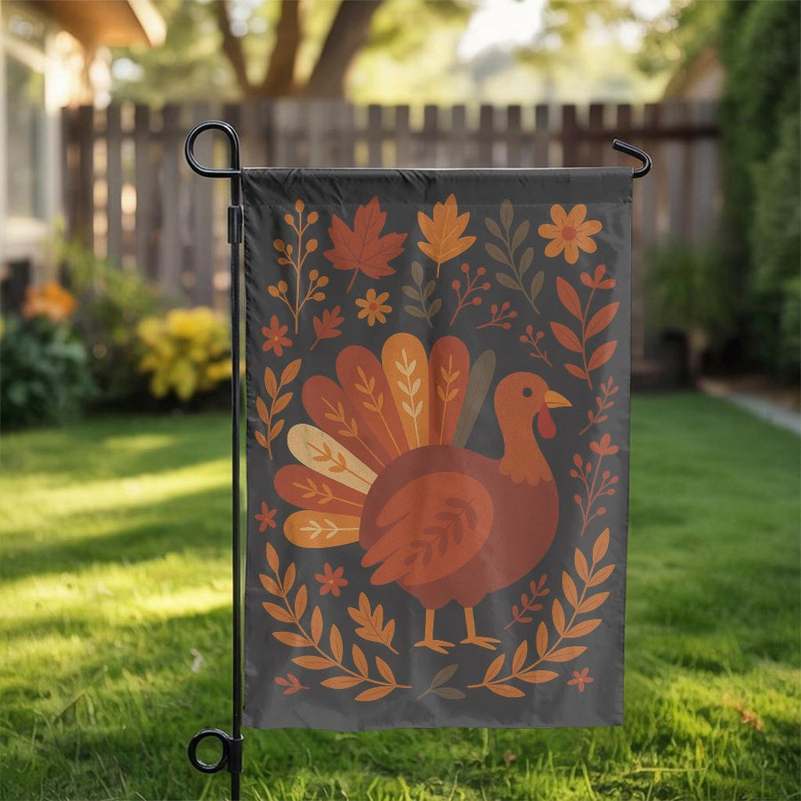 Thanksgiving Turkey Garden Flag | Double-Sided Rustic Fall Harvest Design | Premium Weather-Resistant Polyester | Autumn Yard Decor Gift